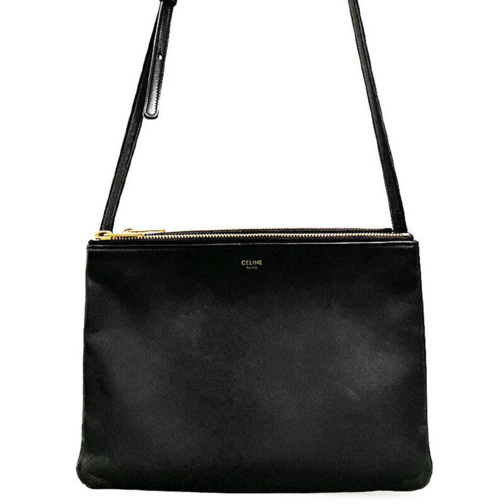 Celine Trio Leather Crossbody Bag Black